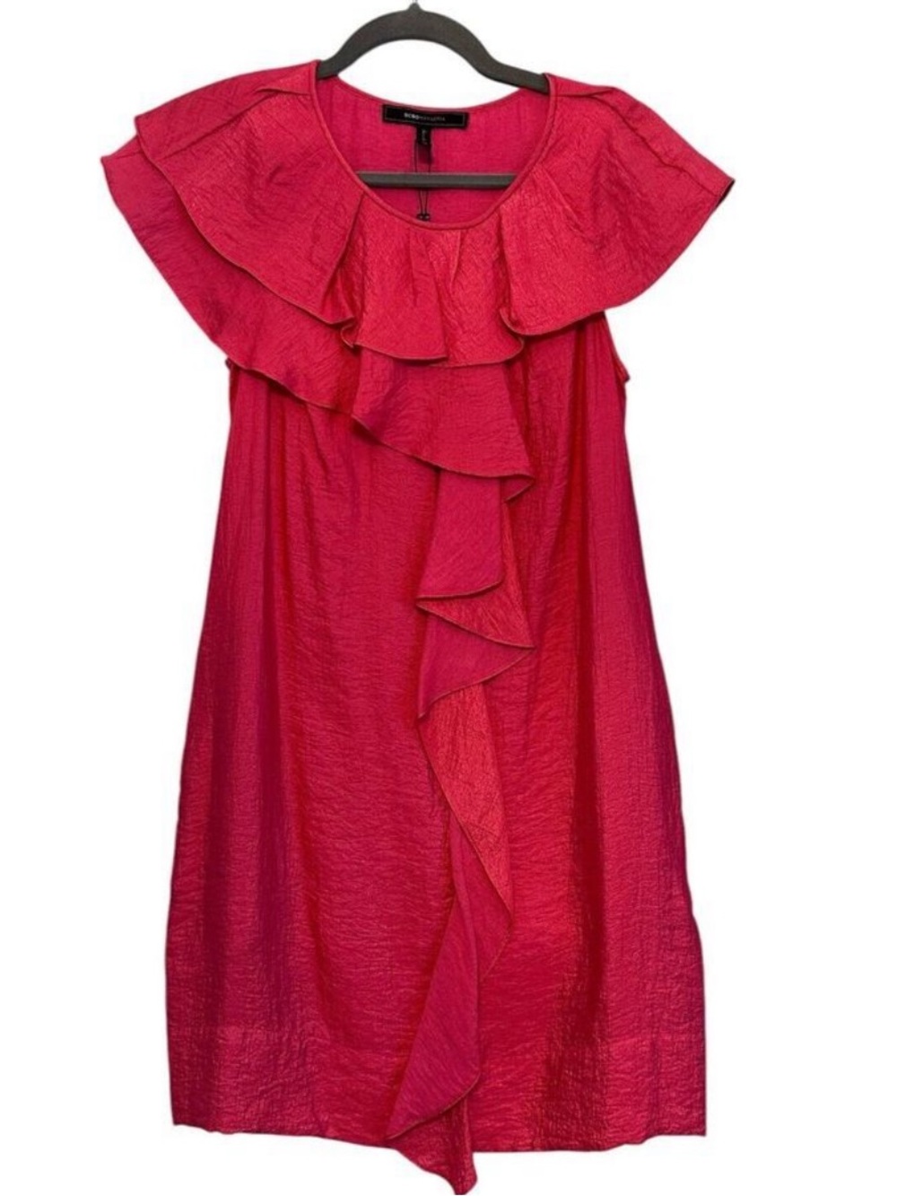 BCBG Max Azria 🌺 Raspberry Pink Ruffle Mini Dress Size 2 NWOT - Picture 3 of 9
